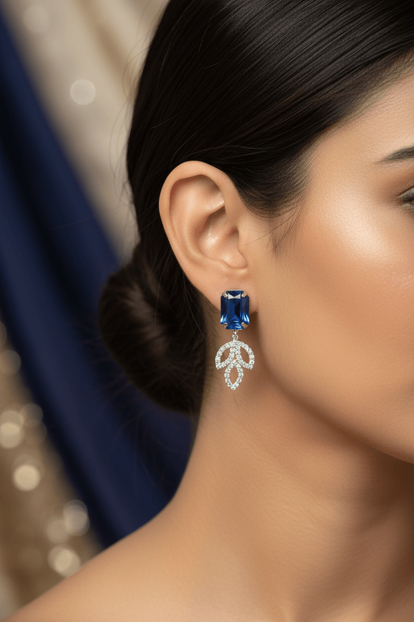 Blue Leaf Premium Necklace & Earrings Set