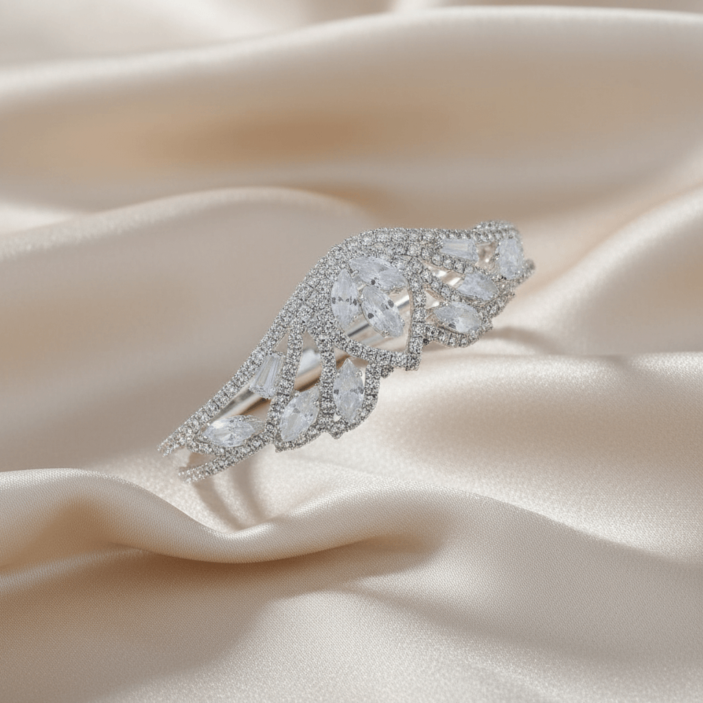 Silver Leaf Crystal Bracelet For Women & Girl