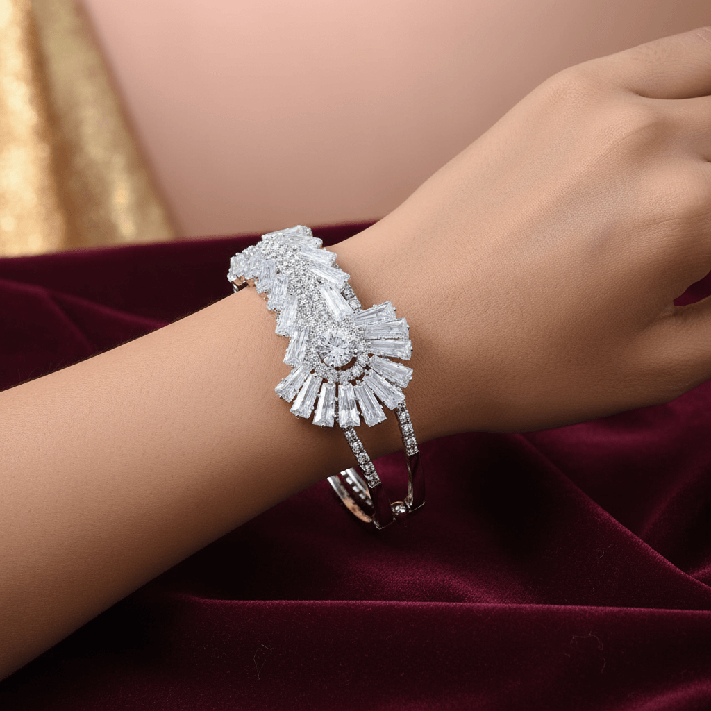 Silver Alloy Premium & Elegant ( Radiant Starburst ) Bracelet For Women & Girl