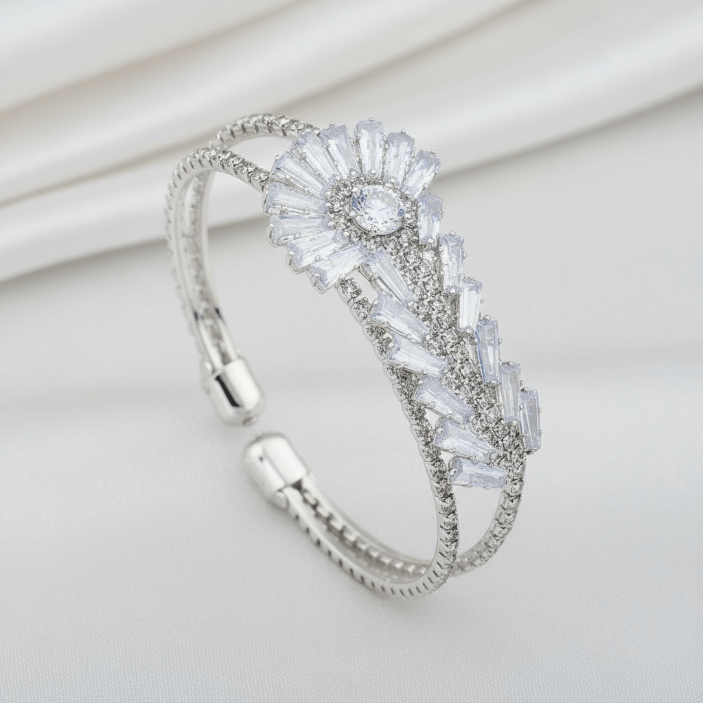 Silver Alloy Premium & Elegant ( Radiant Starburst ) Bracelet For Women & Girl