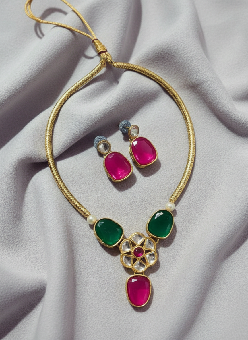 Madhuri Royal Polki Necklace Set