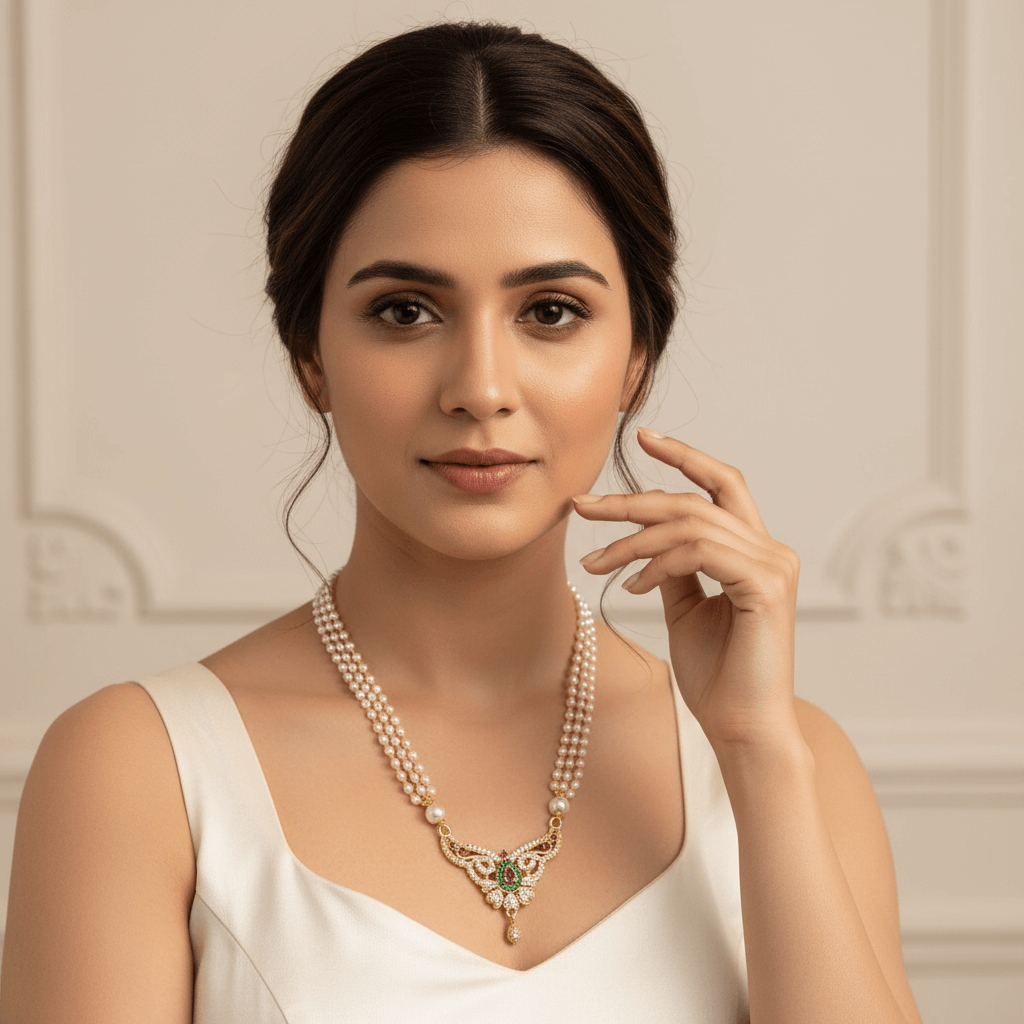 Heart Golden Pearl Necklace