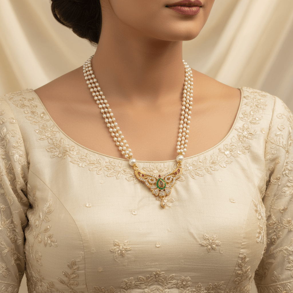 Heart Golden Pearl Necklace