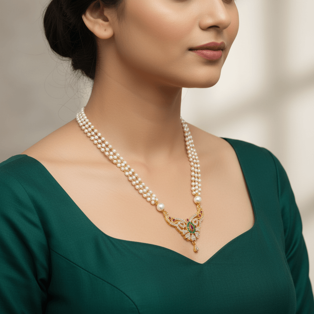 Heart Golden Pearl Necklace
