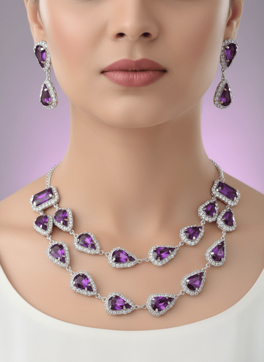 Violet Tilak Premium Necklace & Earrings Set