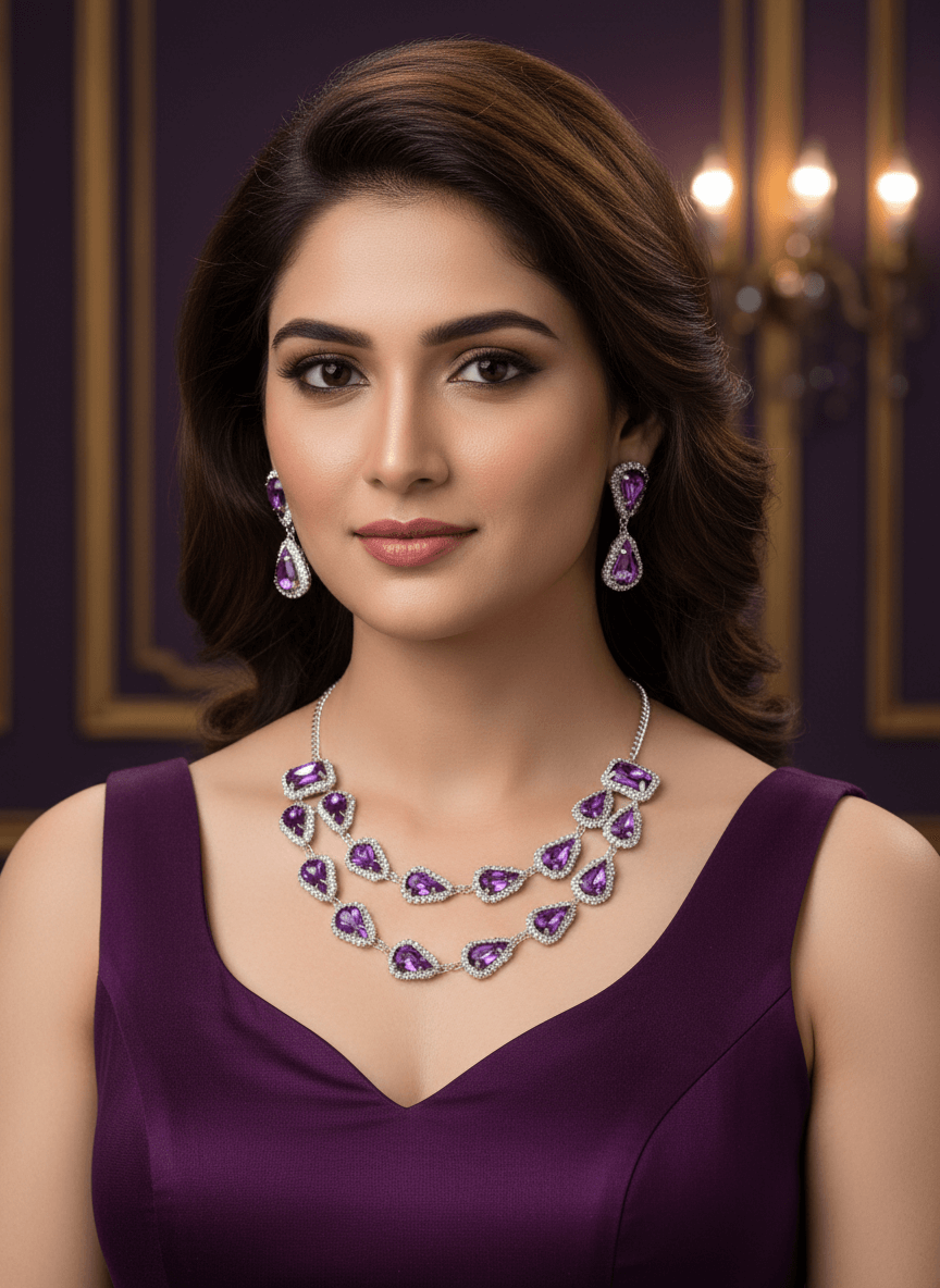 Violet Tilak Premium Necklace & Earrings Set