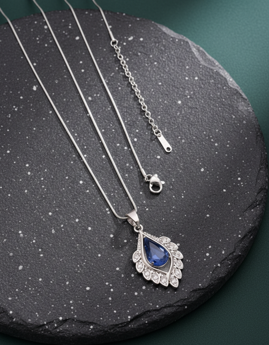 Blue Crystal Teardrop Design