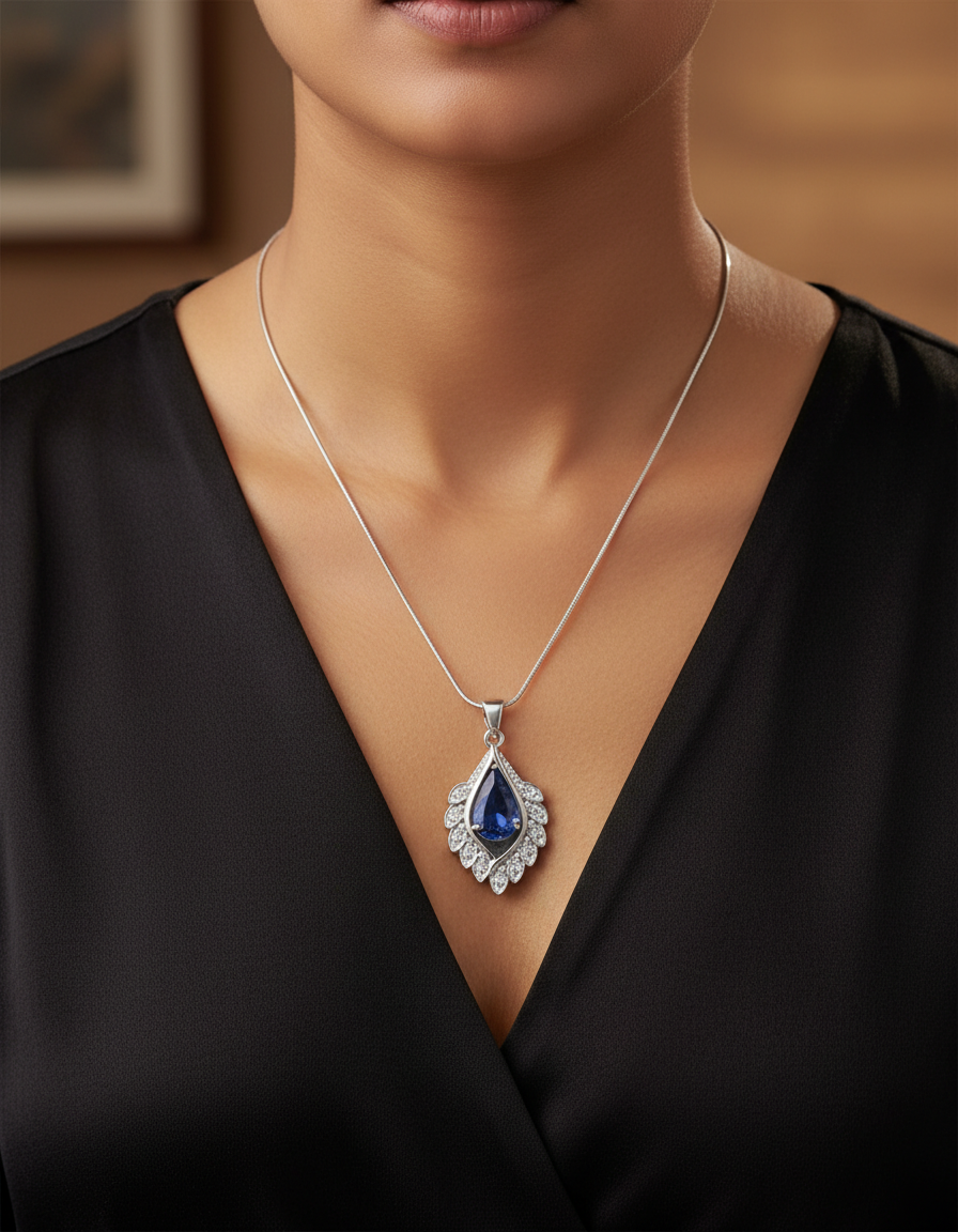 Blue Crystal Teardrop Design