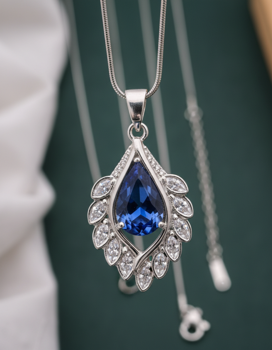 Blue Crystal Teardrop Design