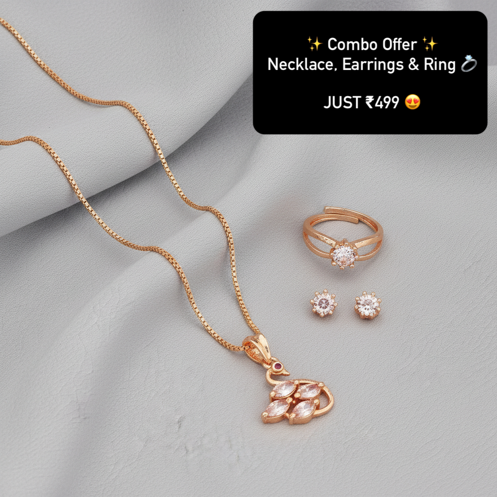 Swan Rose Gold Jewelry Set