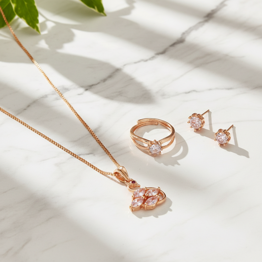Swan Rose Gold Jewelry Set