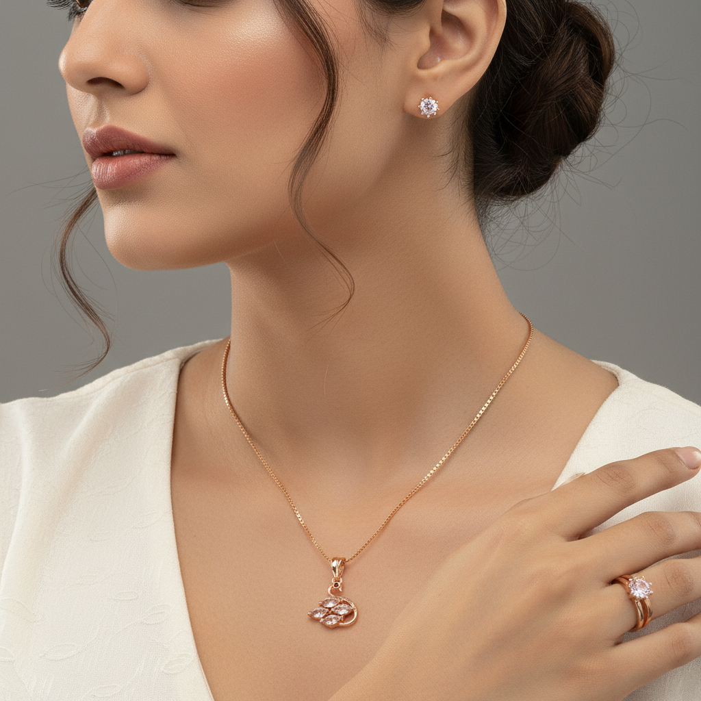 Swan Rose Gold Jewelry Set