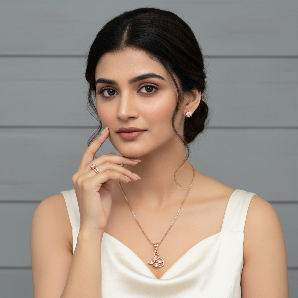 Swan Rose Gold Jewelry Set