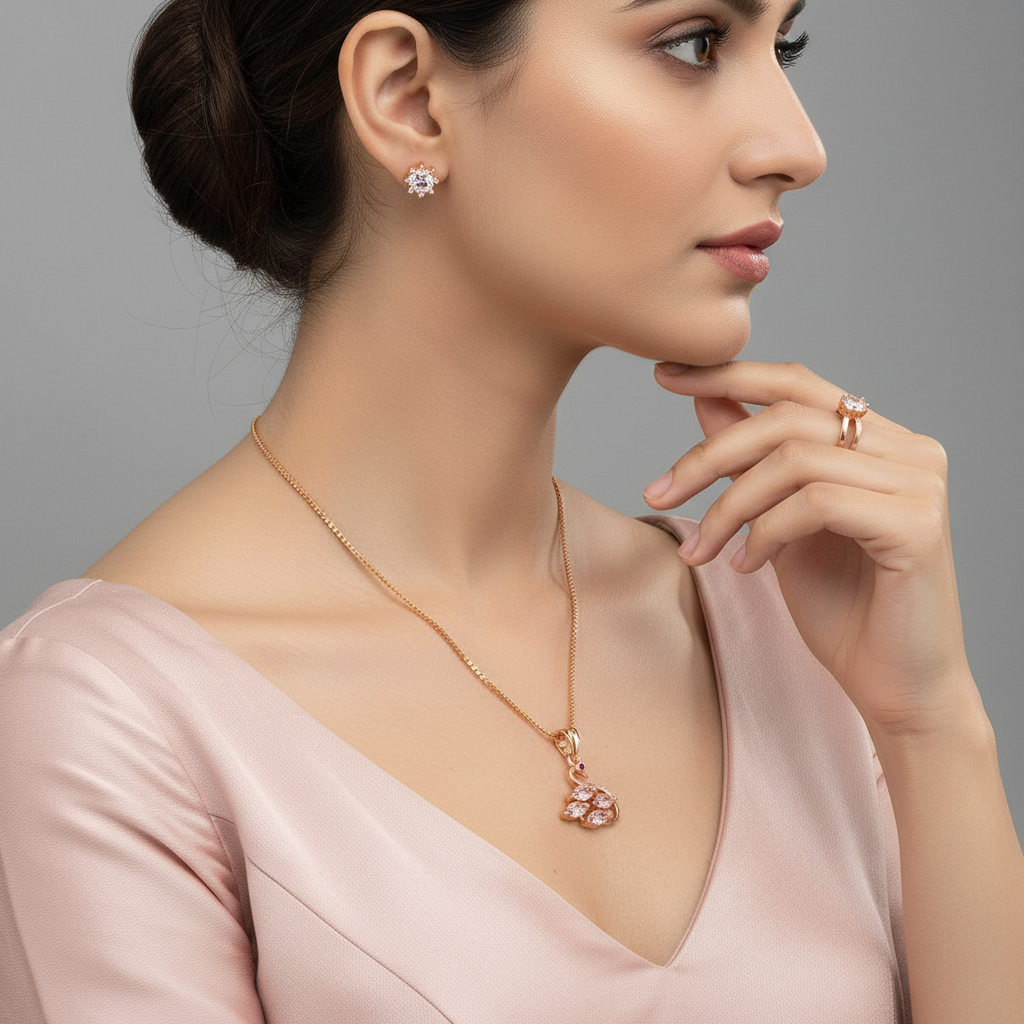 Swan Rose Gold Jewelry Set