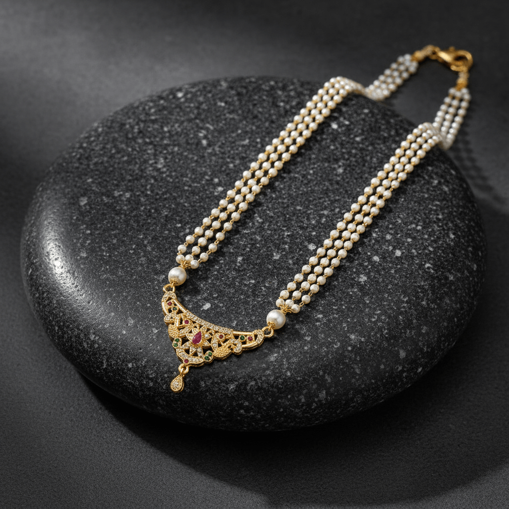 Peacock Golden Pearl Necklace