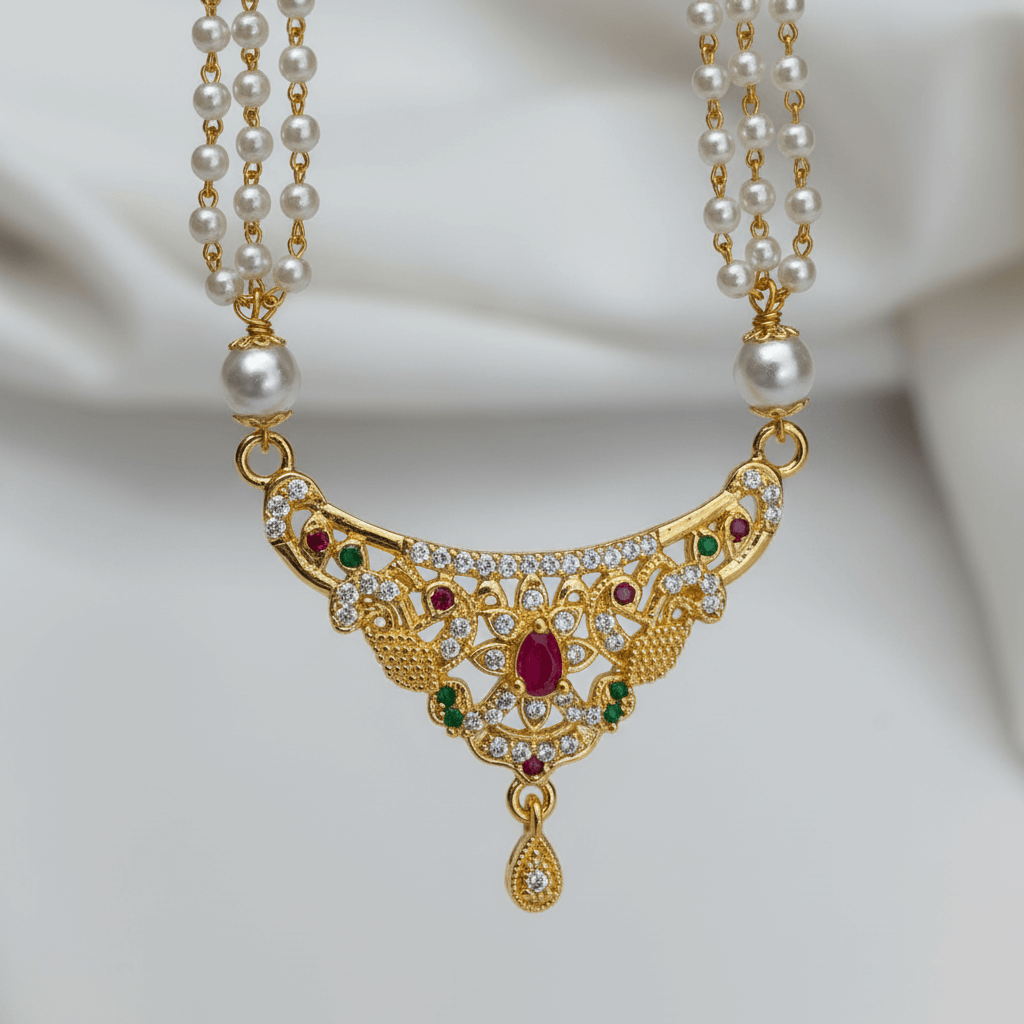 Peacock Golden Pearl Necklace