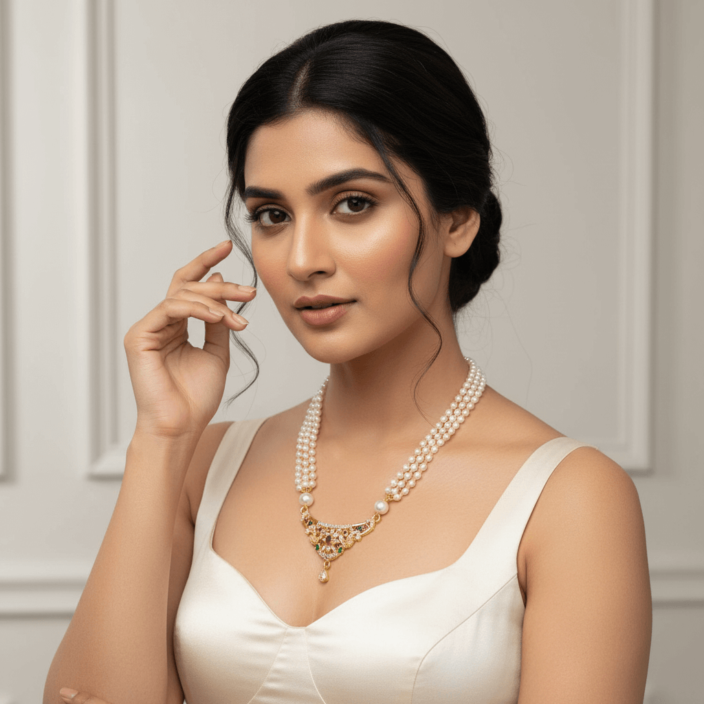 Peacock Golden Pearl Necklace