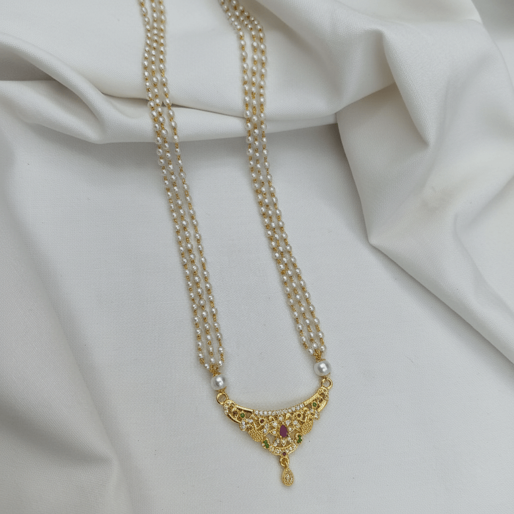 Peacock Golden Pearl Necklace