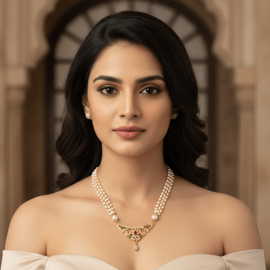 Peacock Golden Pearl Necklace