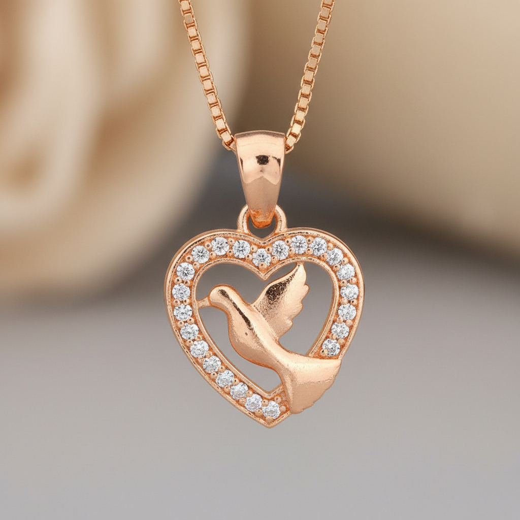 Bird Heart Rose Gold Jewelry Set