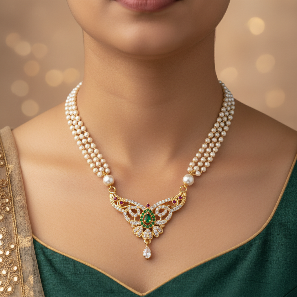 Wing Golden Pearl Necklace