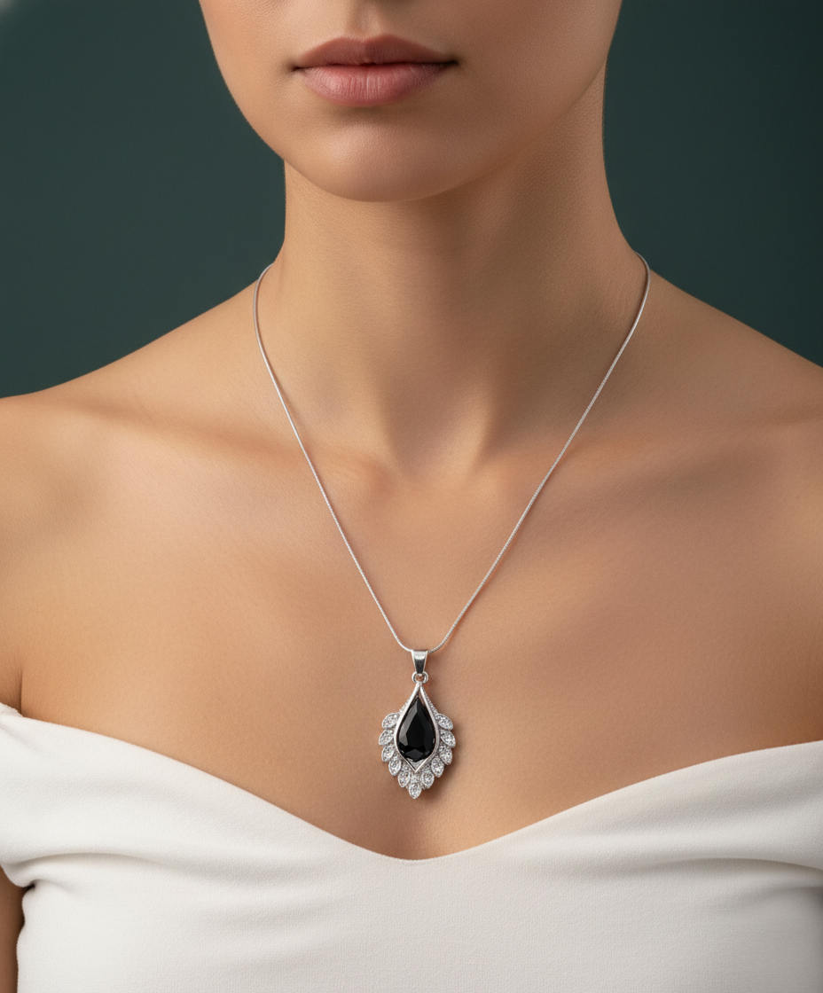 Black Crystal Teardrop Design