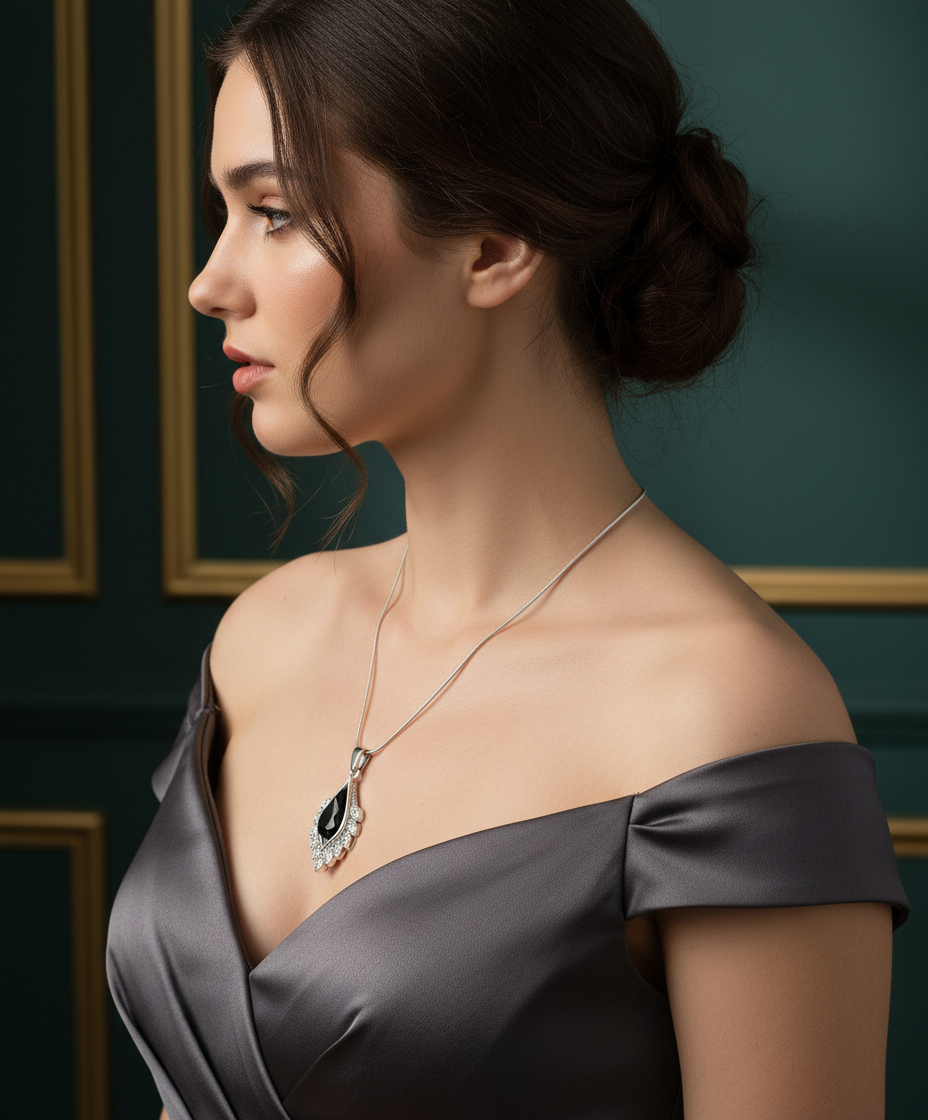 Black Crystal Teardrop Design