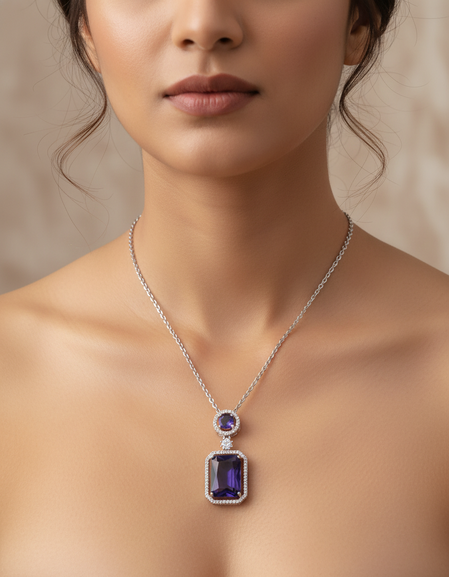 Winny Stone Pendant - Purple