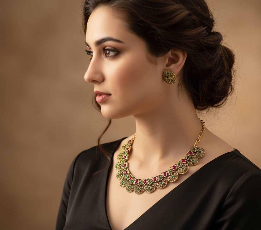 Antique Coin Style Necklace Set