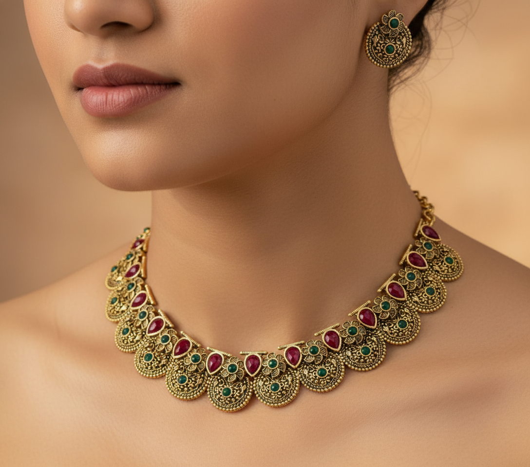 Antique Coin Style Necklace Set