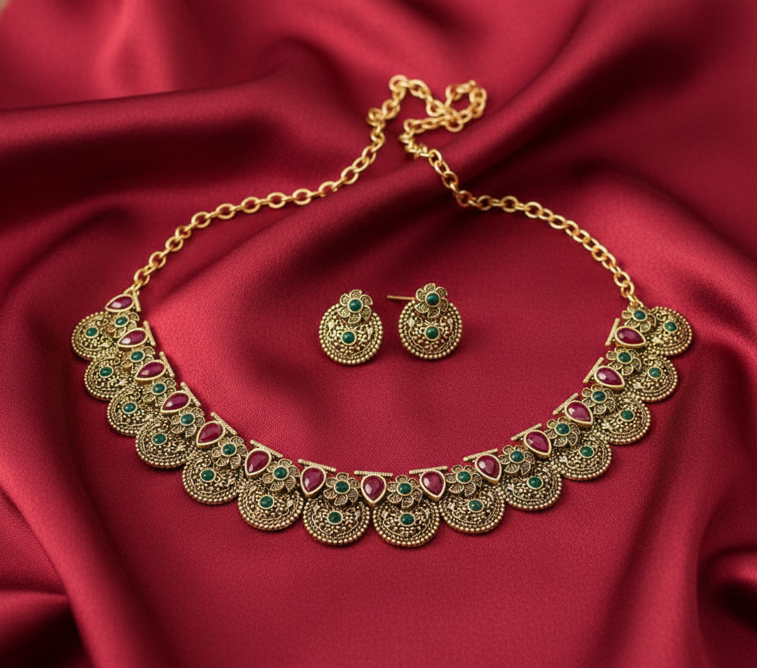 Antique Coin Style Necklace Set