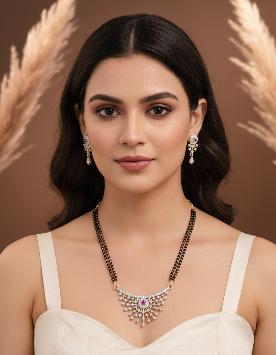 Ruby Glow Glod Plated Mangalsutra
