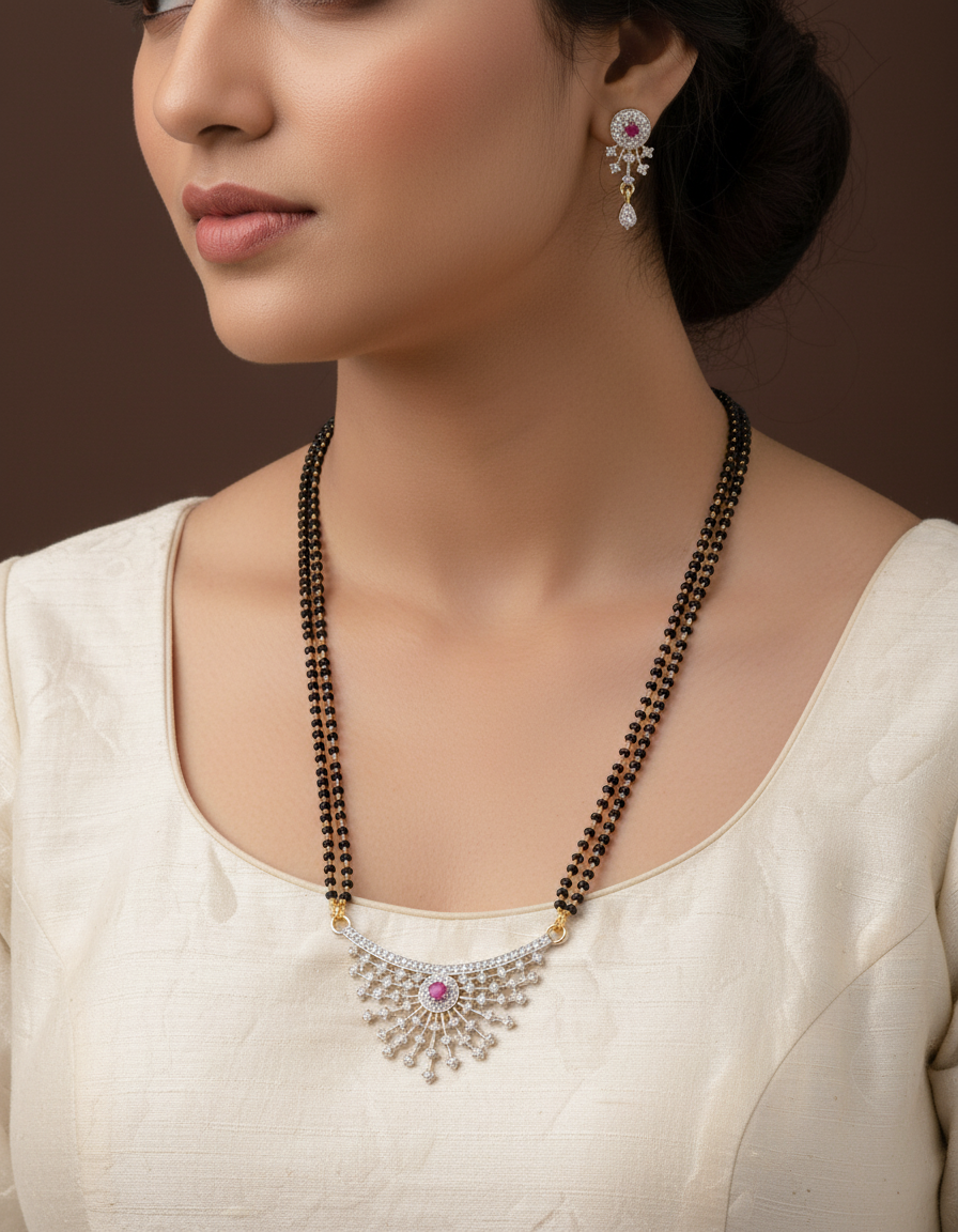 Ruby Glow Glod Plated Mangalsutra