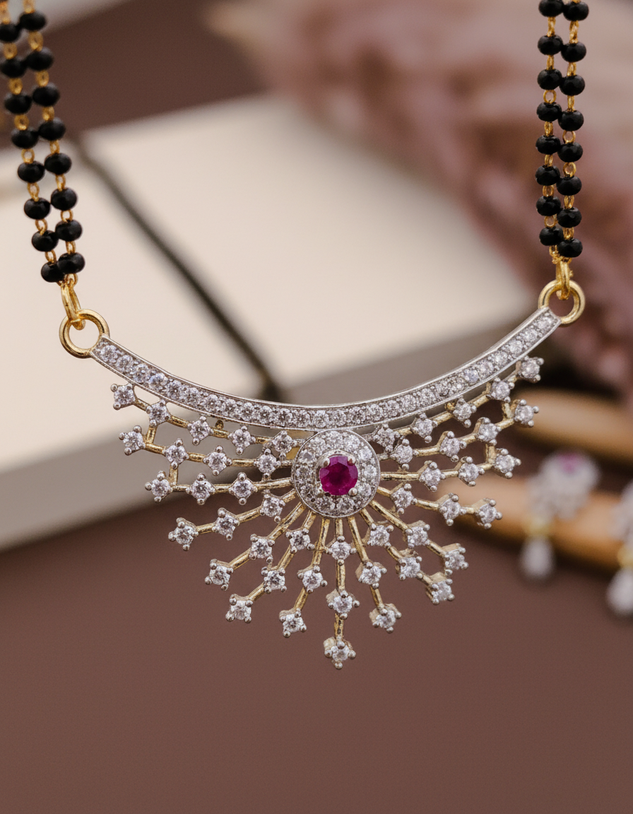 Ruby Glow Glod Plated Mangalsutra