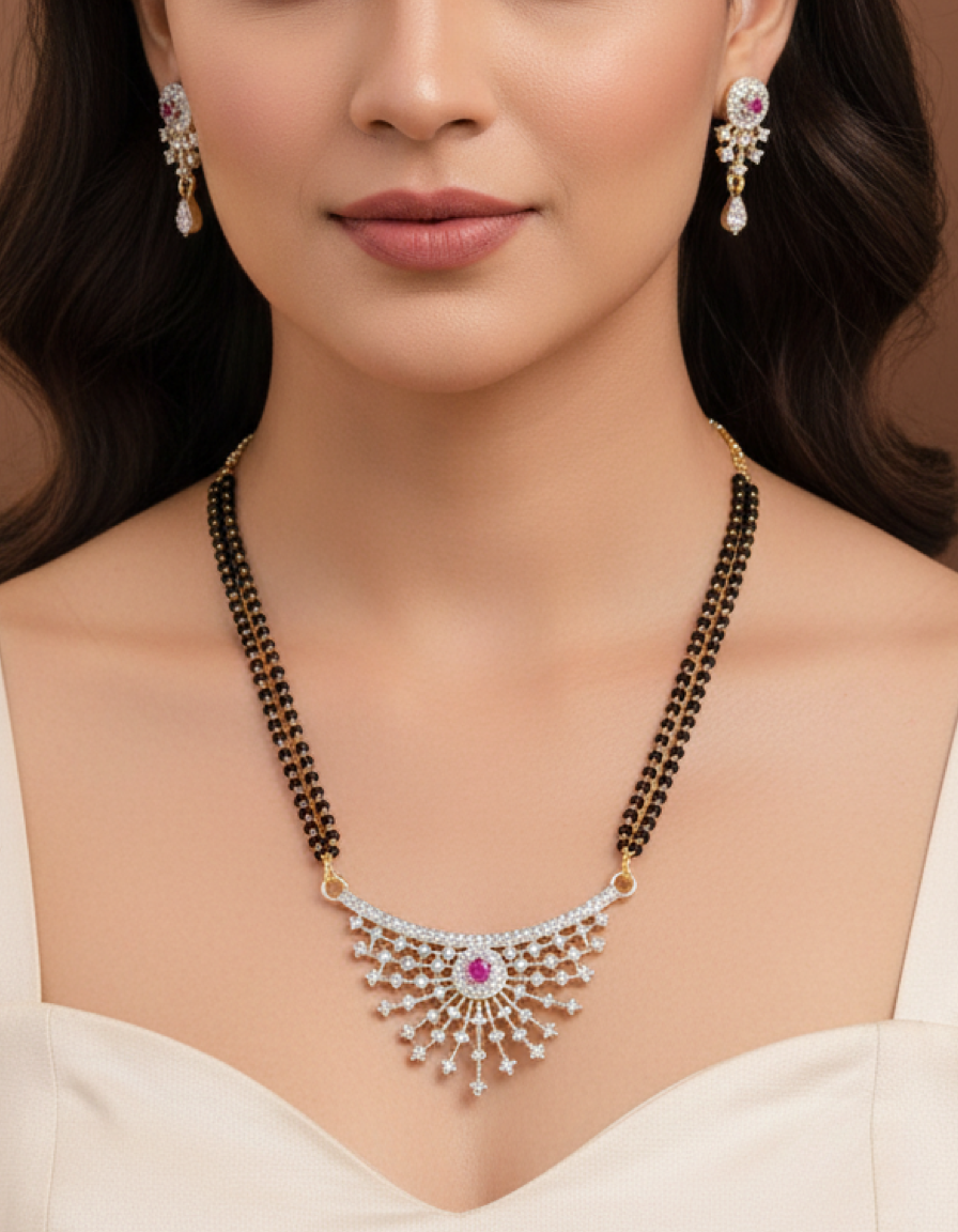 Ruby Glow Glod Plated Mangalsutra