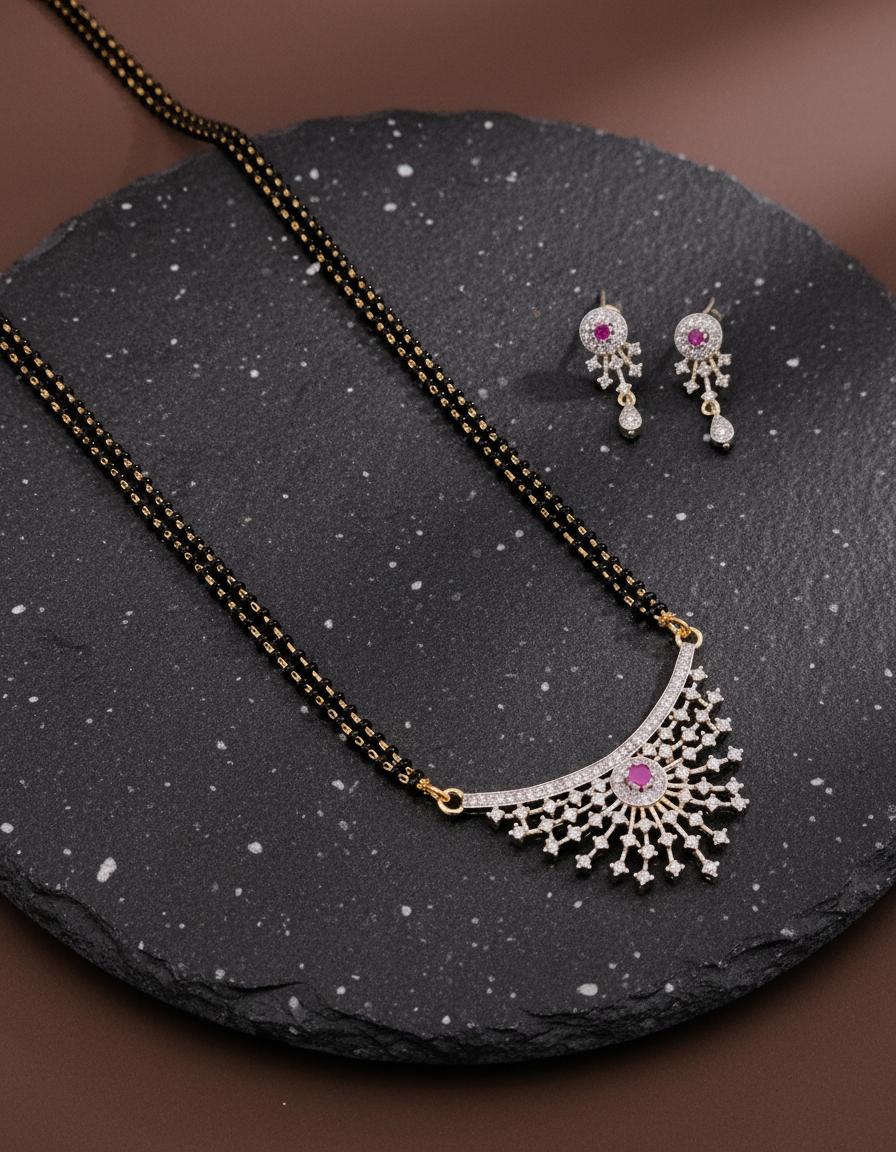 Ruby Glow Glod Plated Mangalsutra