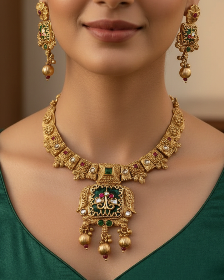 Antique Temple Royal Pendant Set