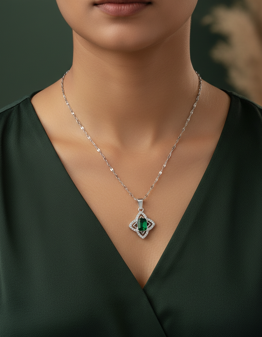 Green Crystal Floral Geometric Design