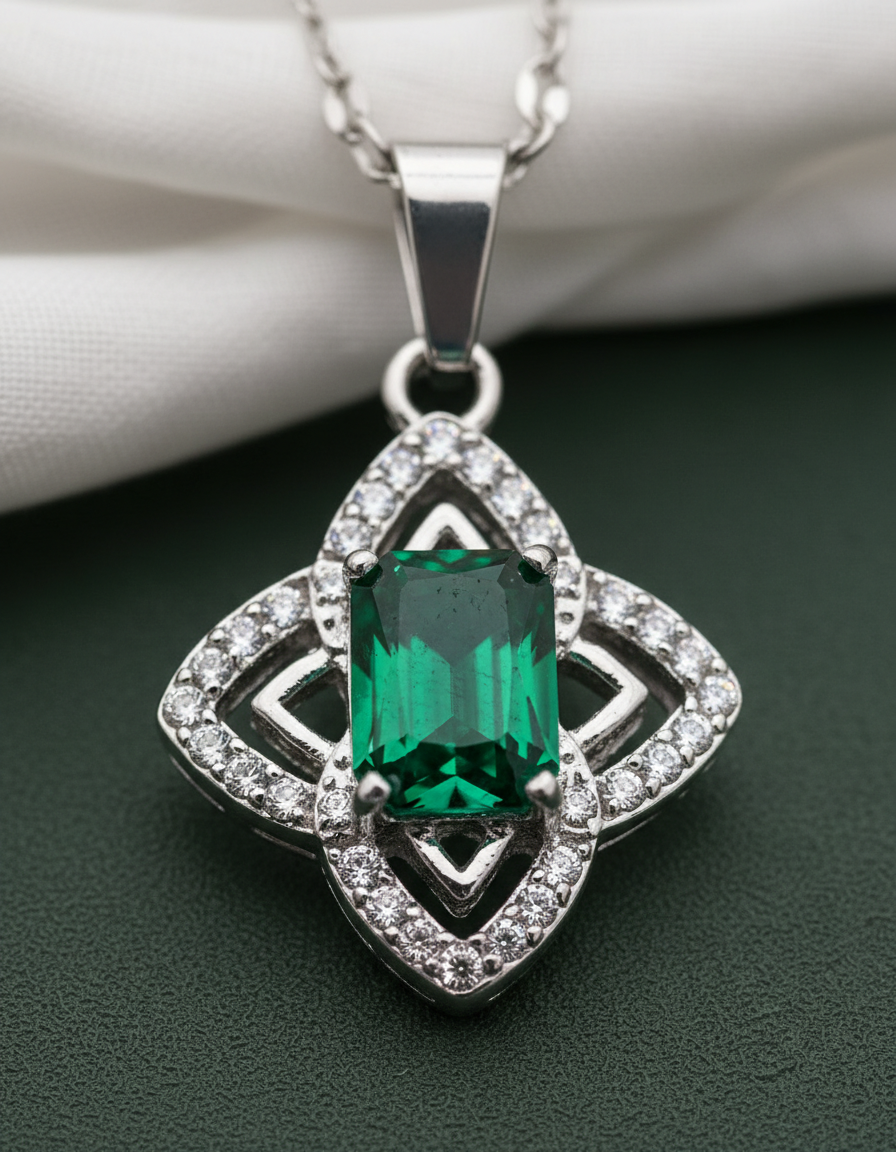 Green Crystal Floral Geometric Design
