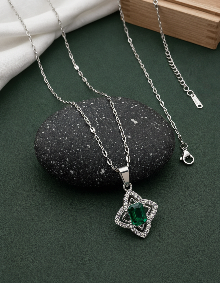 Green Crystal Floral Geometric Design