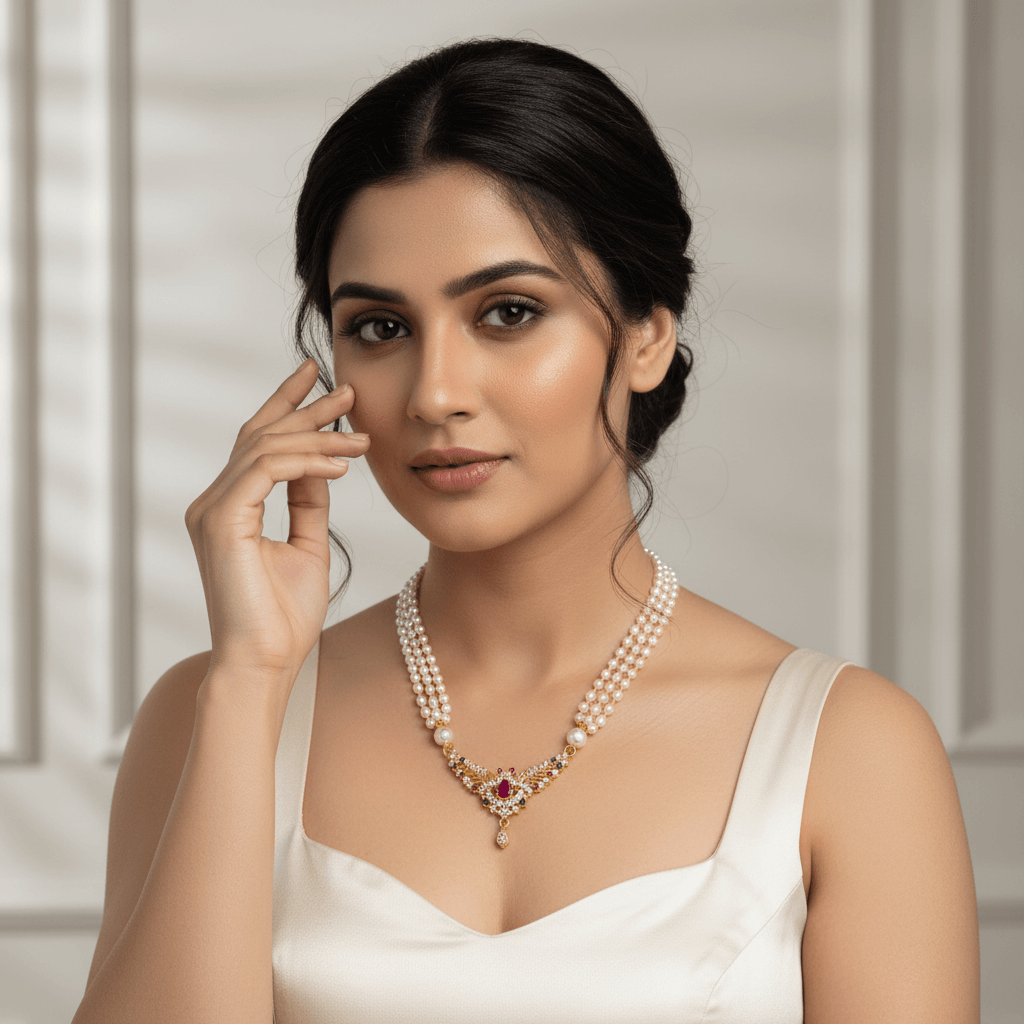 Peacock Golden Pearl Necklace