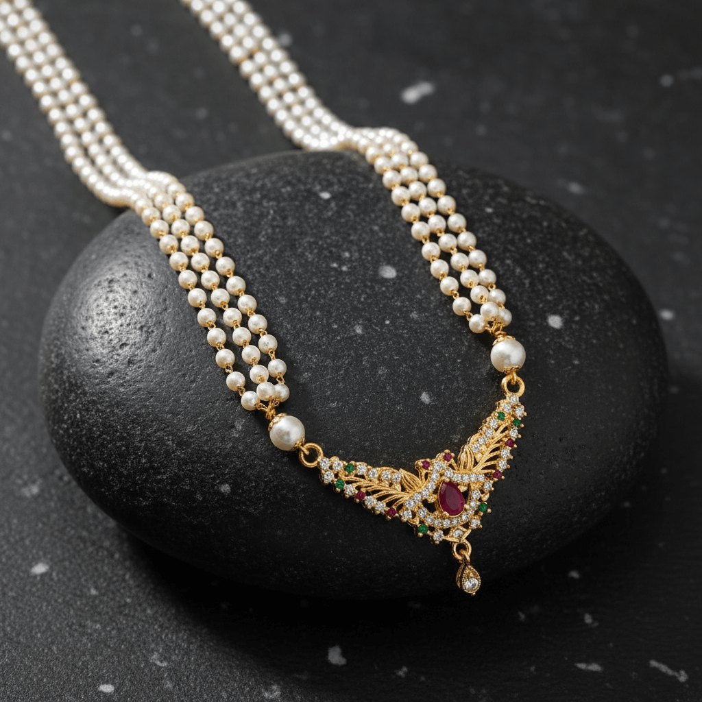 Peacock Golden Pearl Necklace
