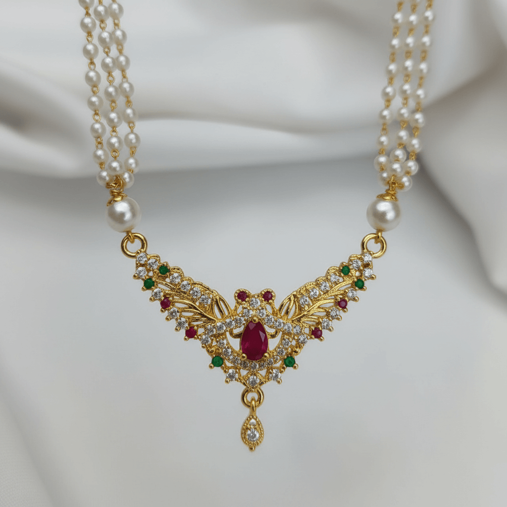 Peacock Golden Pearl Necklace