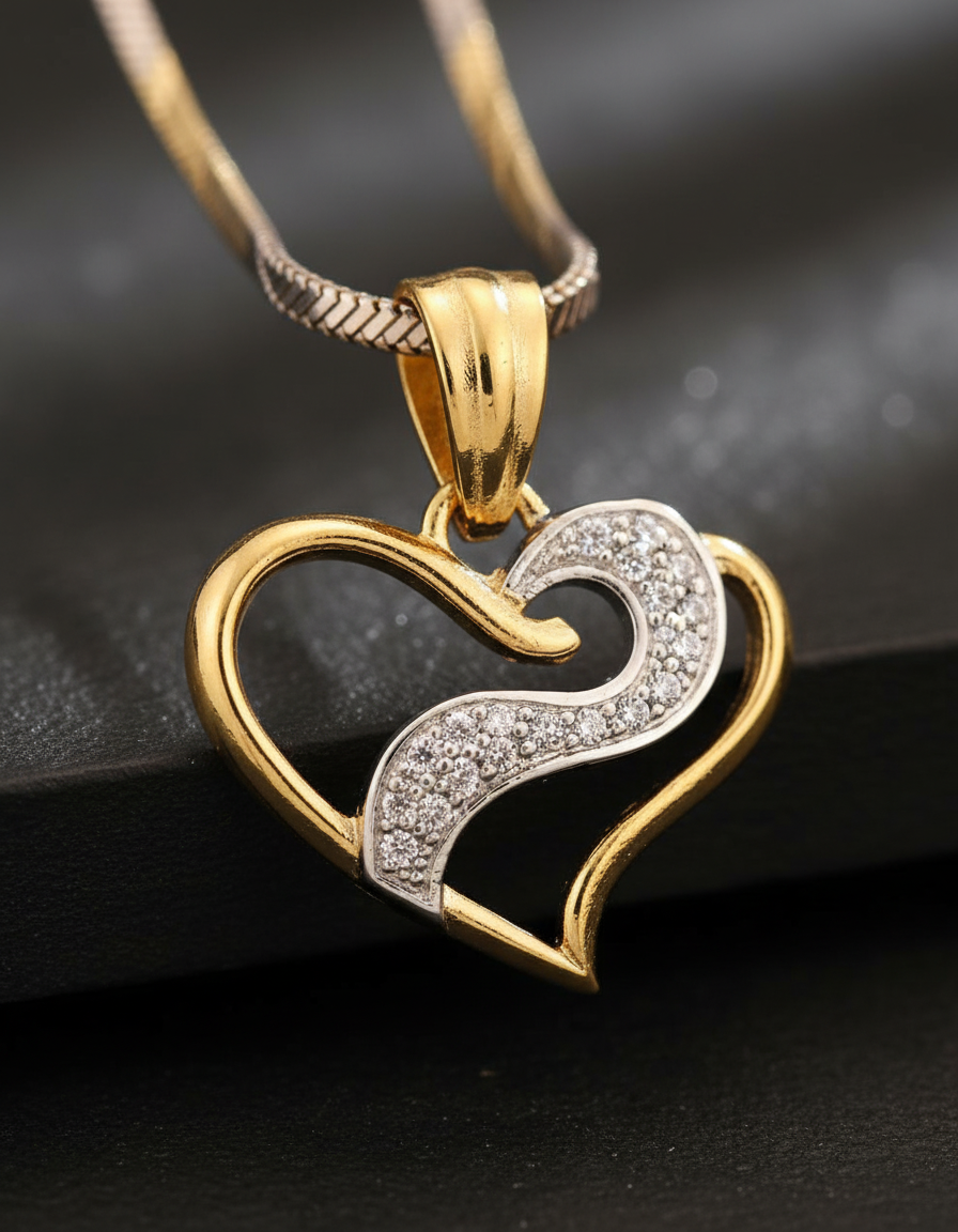 Aditi Twin-Tone Heart Pendant Set