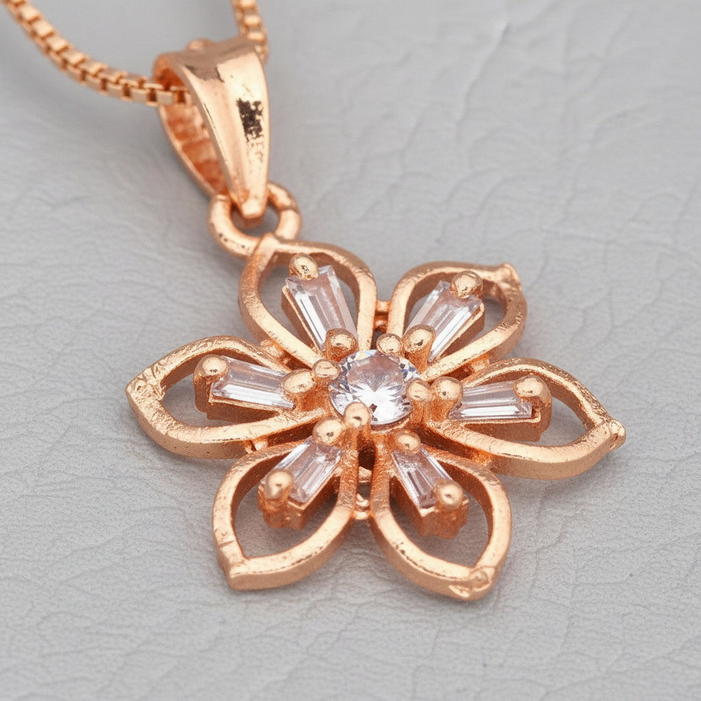 Crystal Flower Rose Gold Jewelry Combo