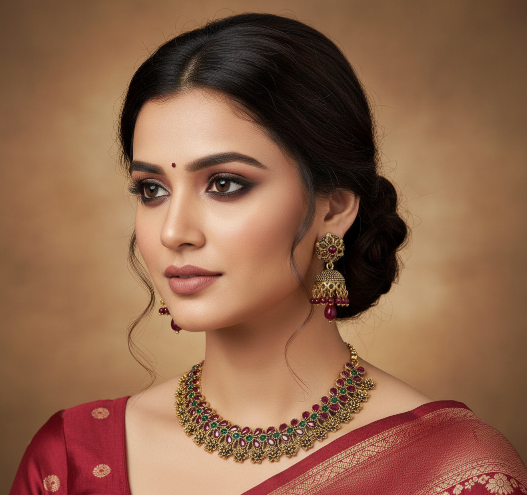 Traditional Multicolor Floral Necklace Set