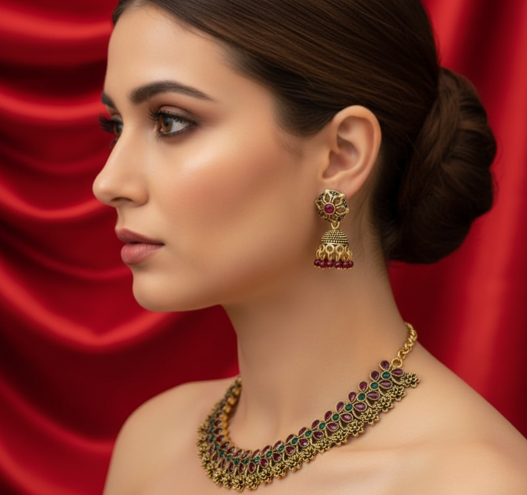Traditional Multicolor Floral Necklace Set