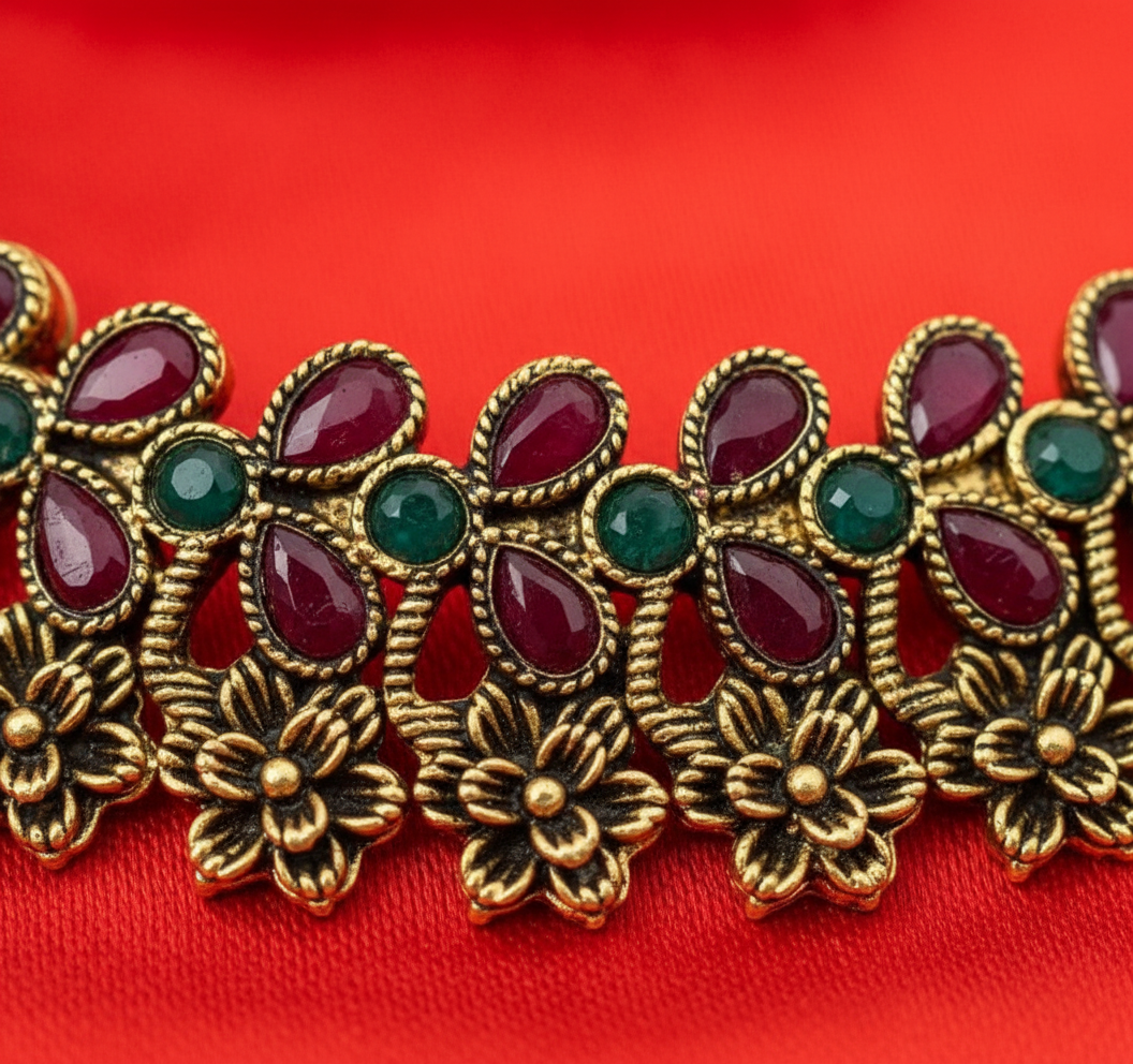 Traditional Multicolor Floral Necklace Set
