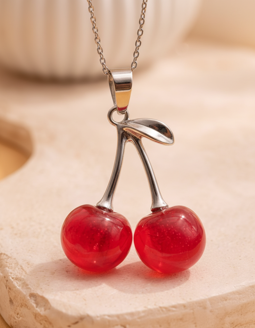 TRENDY CHERRY PENDANT NECKLACE