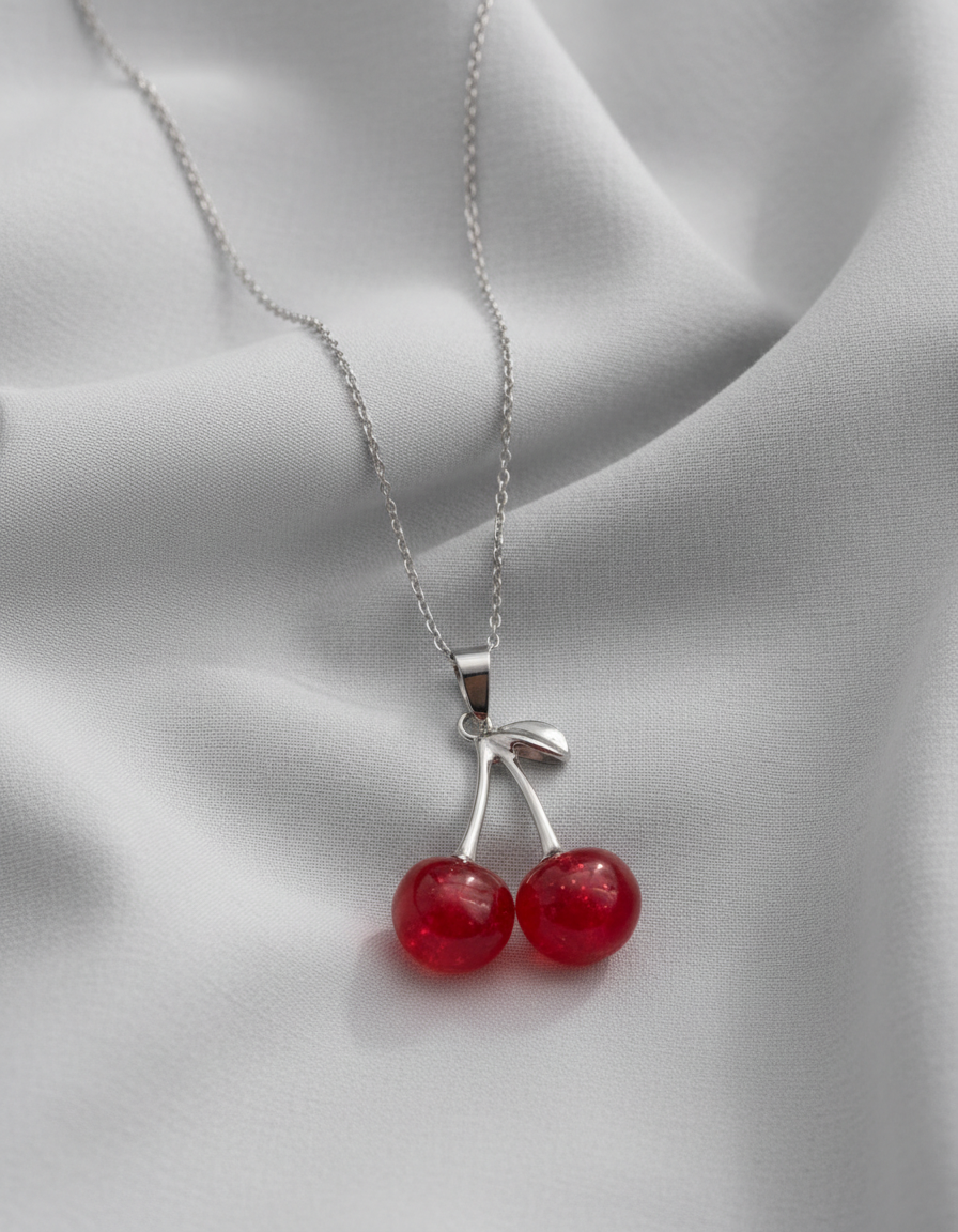 TRENDY CHERRY PENDANT NECKLACE